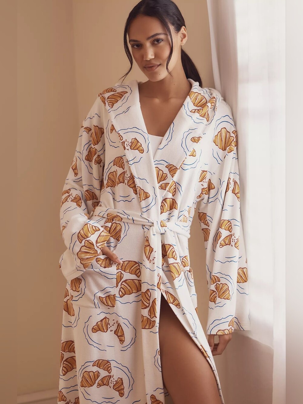 NWT Anthropologie Waffle Croissant Robe L/XL